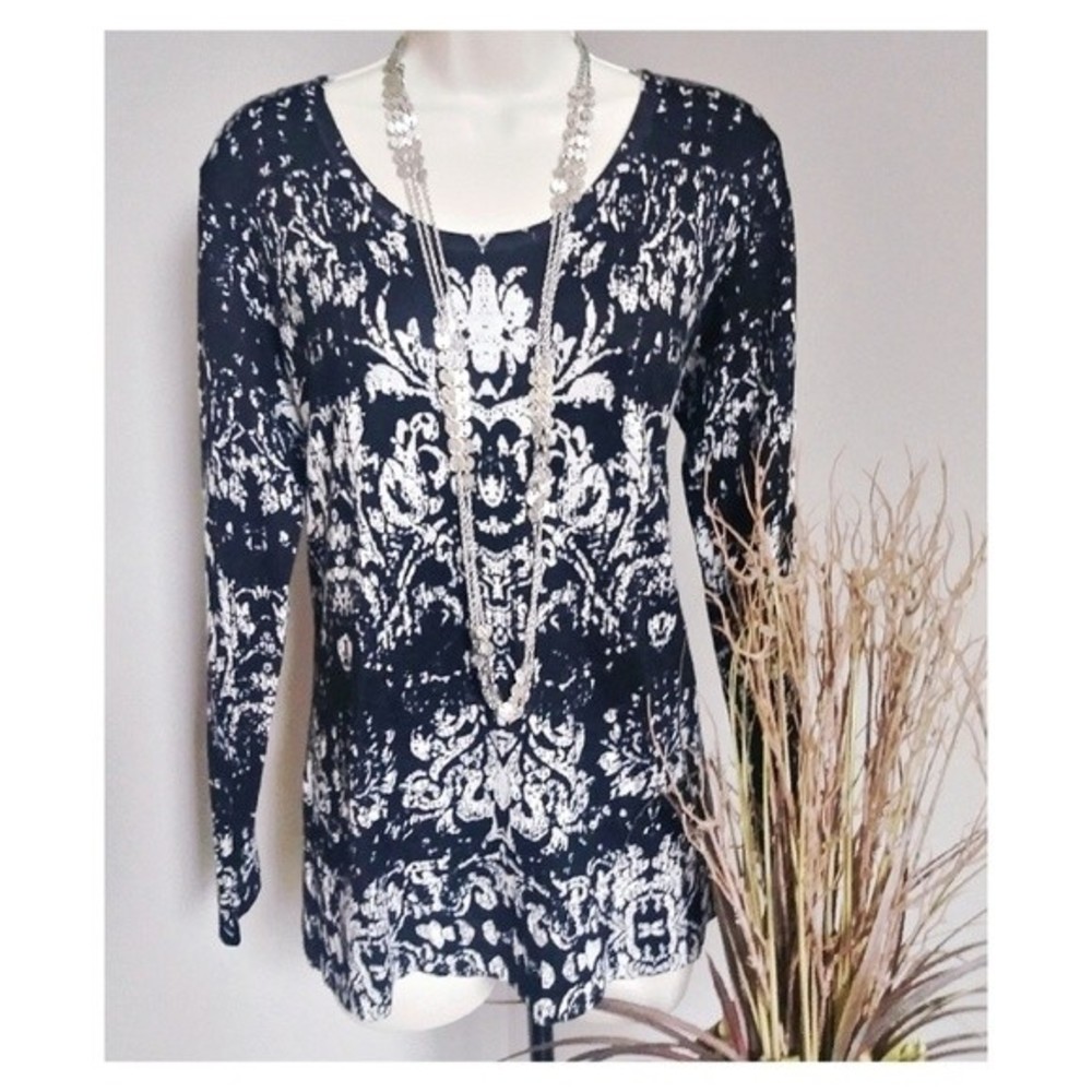 Style &‎ Co Beautiful Pattern Long Sleeve Top